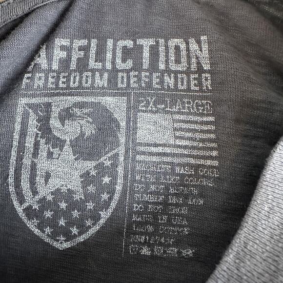 Affliction Shirt Mens 2XL American Patriot Bald Eagle Graphic Distressed USA Fla - Picture 7 of 12
